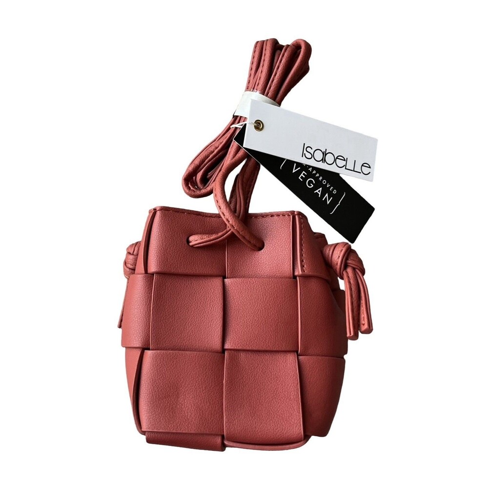 Isabelle Woven Crossbody Bag Spice Coral Vegan Leather Mini Purse NWT